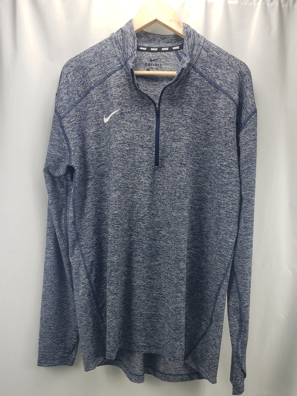 NIKE Dri-Fit Men's Size LG 1/4 Zip Blue Pullover Shirt